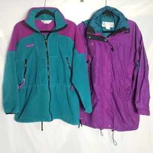Columbia Vintage Purple Green  2-in-1 Jacket
